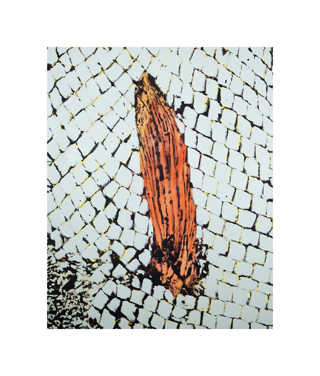 alligator gar fin, acrylic on canvas, 48 x 38 inches, 2022