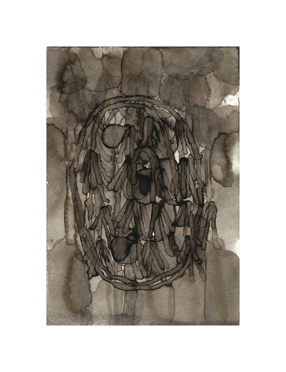 remembering accardo tackle #52, walnut ink and acrylic on paper, 7.5 x 5.5 inches, 2020
