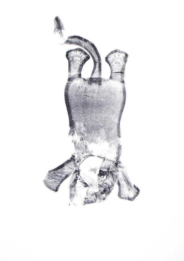 cat, monoprint, 25 x 17.75 inches, 2025