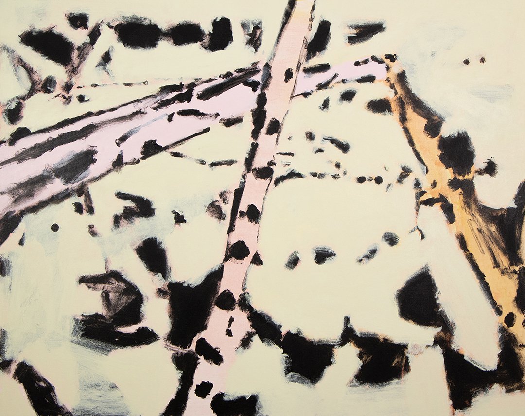 smooshed, smushed, acrylic on canvas, 38 x 48 inches, 2023