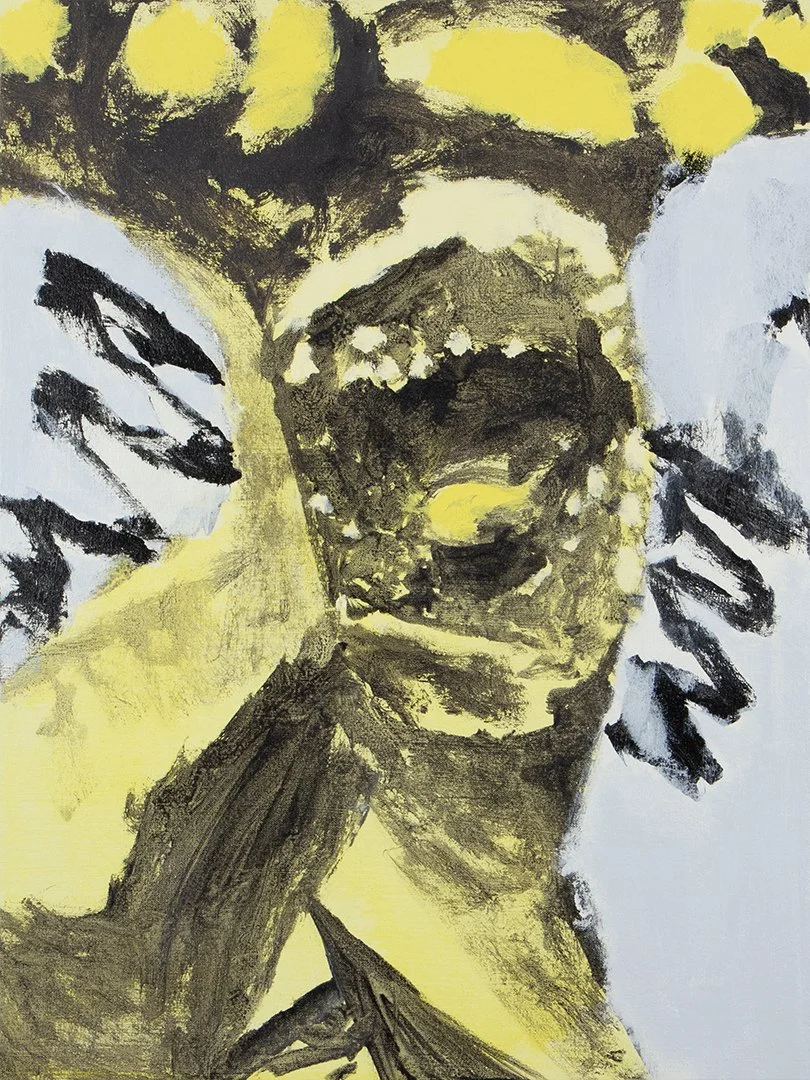 something in my father's hand, acrylic on canvas on panel, 24 x 18 inches, 2022