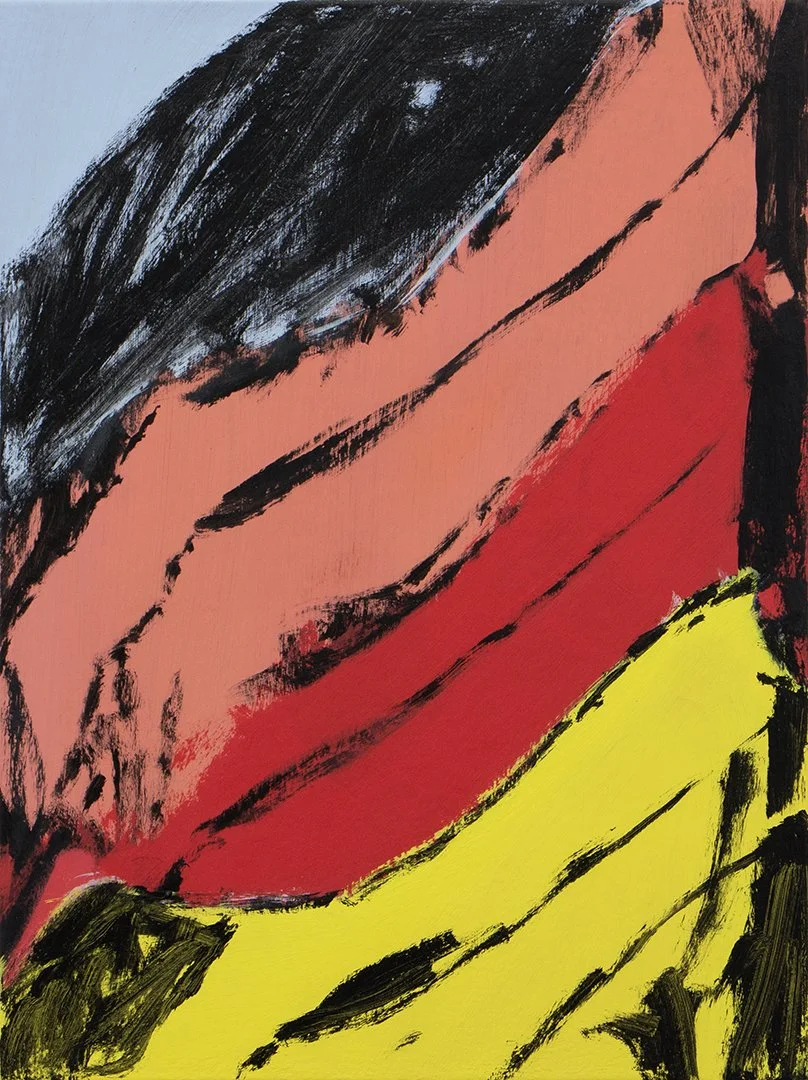 that thing between my teeth is my foot, acrylic on canvas on panel, 16 x 12 inches, 2024