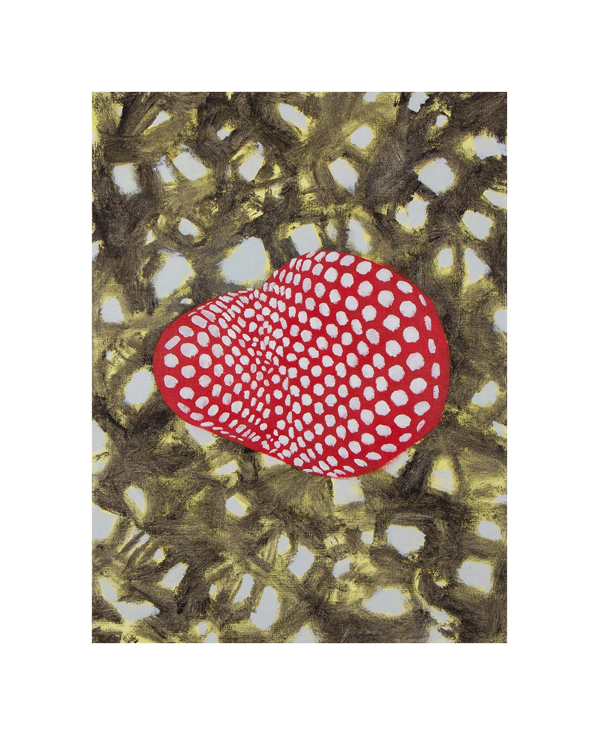 terry winters with oven mitt, acrylic on canvas on panel, 24 x 18 inches, 2023