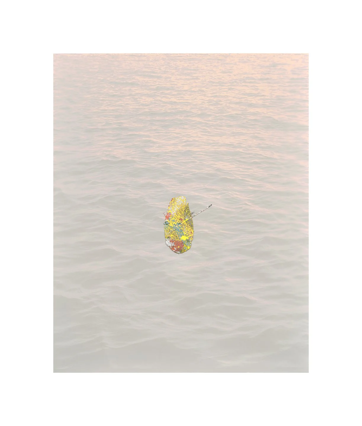 Float, enamel on silver gelatin print, 10 x 8 inches, 2018
