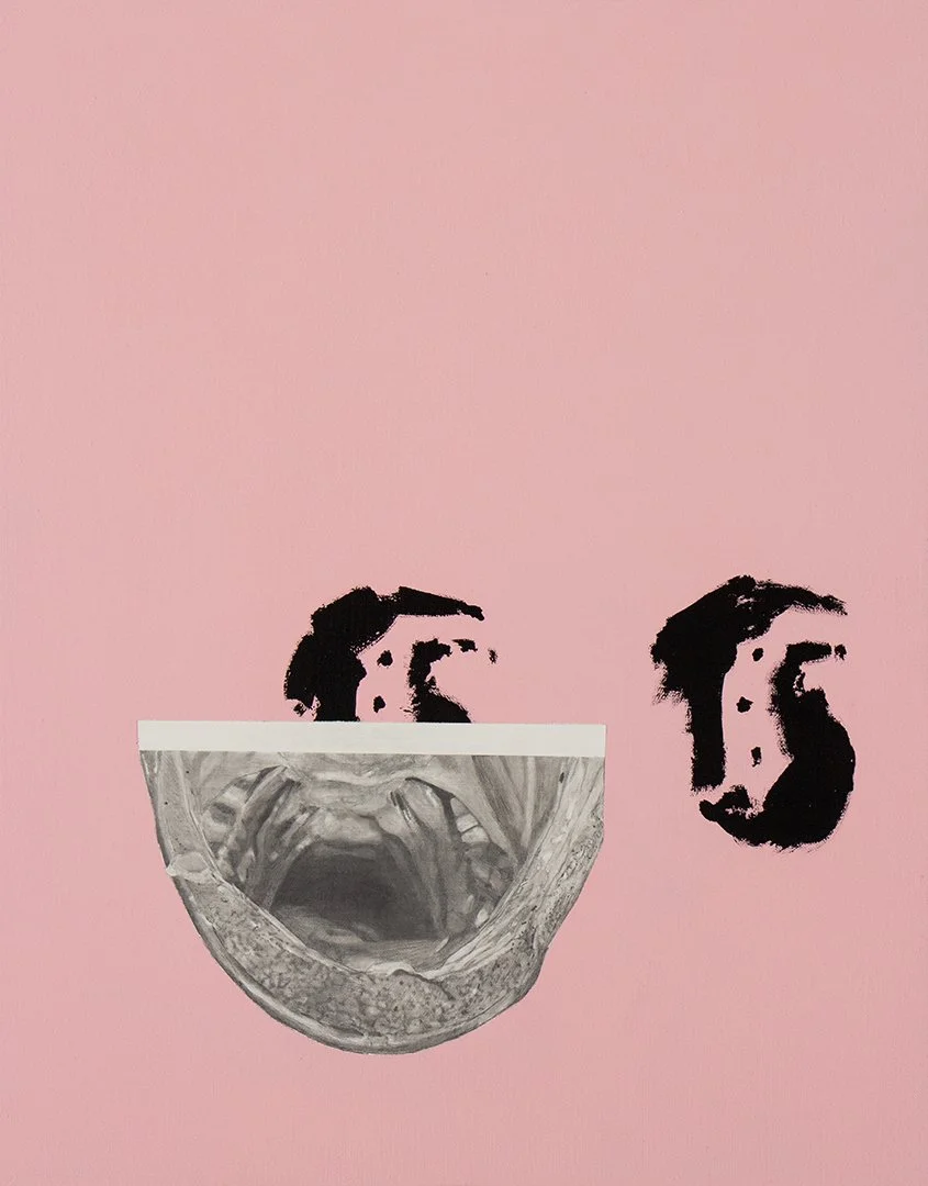 fish and snakes, graphite and acrylic on canvas on panel, 18 x 14 inches, 2024