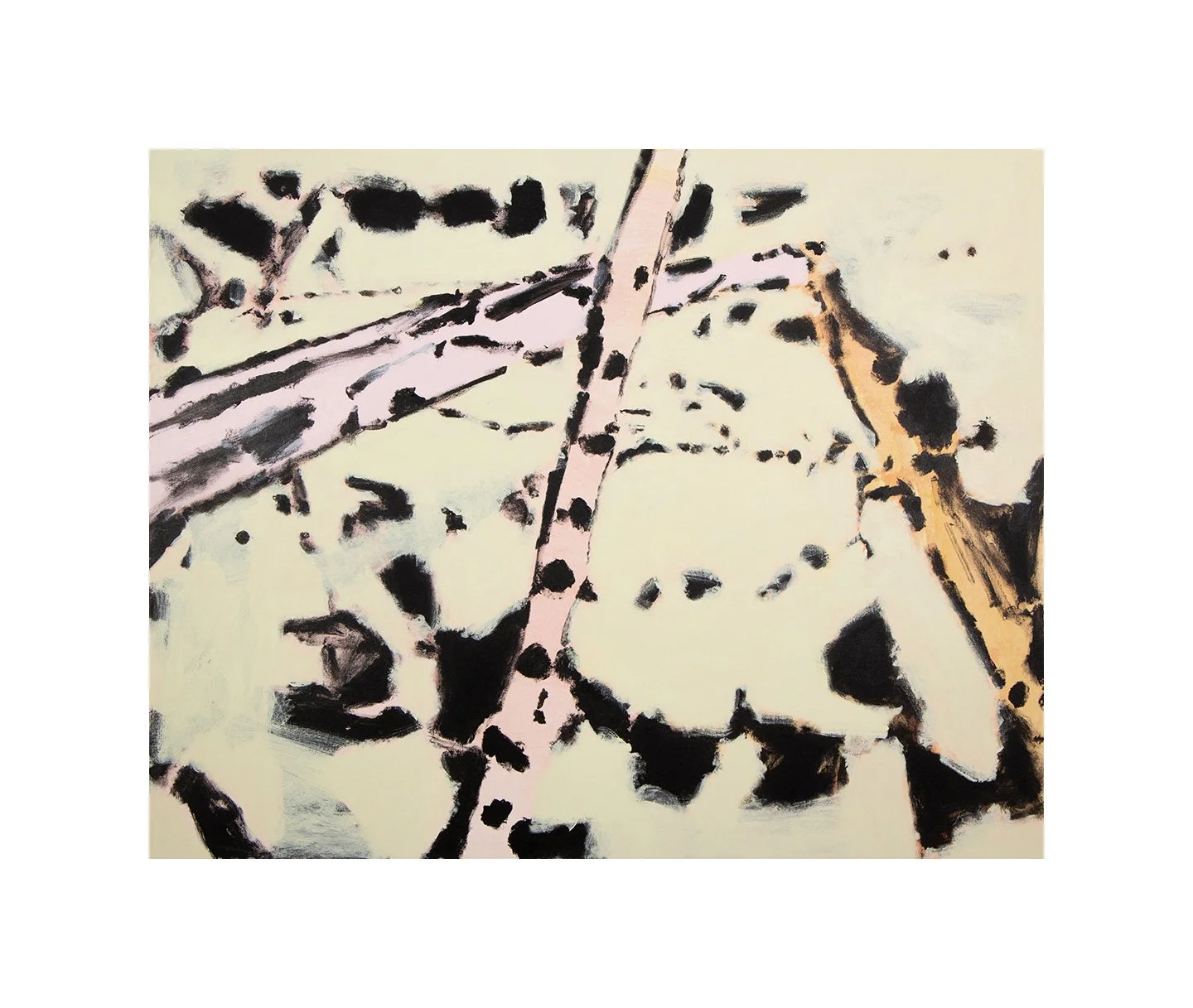 smooshed, smushed, acrylic on canvas, 38 x 48 inches, 2023