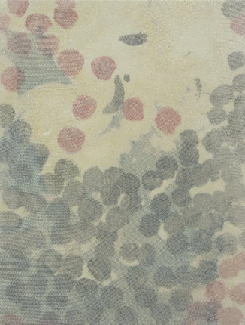 huckleberries under my brother's shirt, dress shirt and acrylic on canvas on panel, 16 x 12 inches, 2024