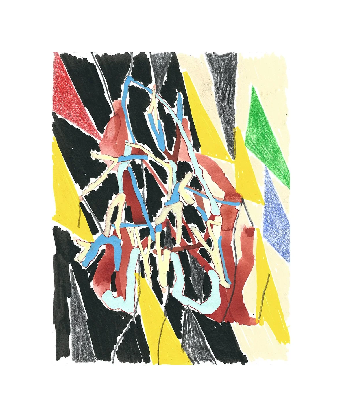 untitled, colored pencil, graphite, ink, and acrylic on paper, 10 x 7.5 inches, 2025