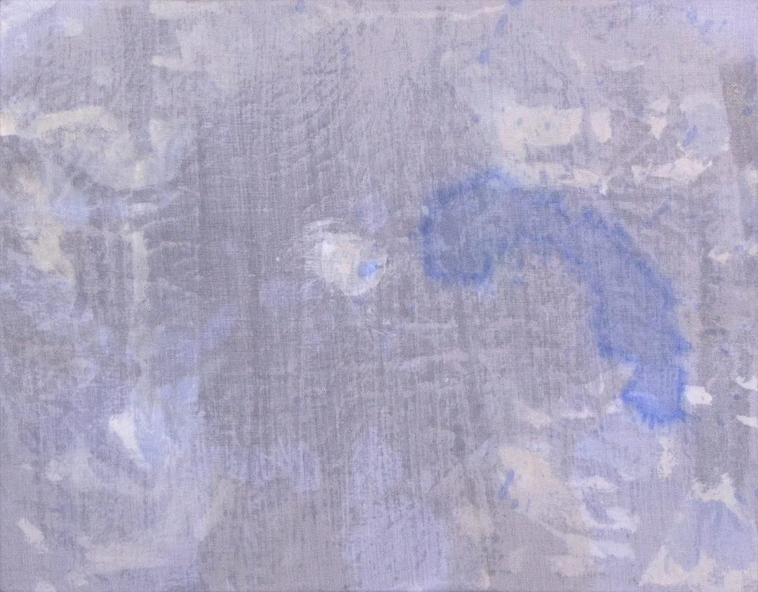 more huckleberries, acrylic and bed sheet on canvas on panel, 11 x 14 inches, 2025