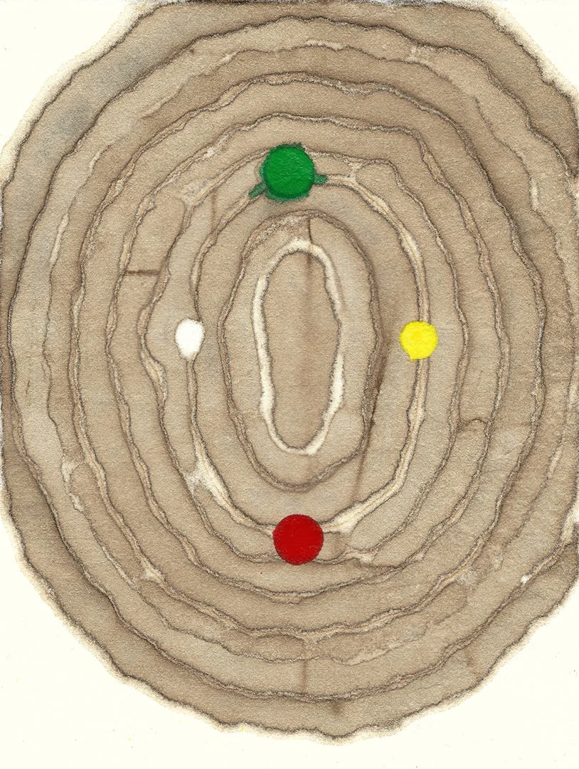 remembering accardo tackle #83, walnut ink and acrylic on paper, 6 x 4.5 inches, 2024