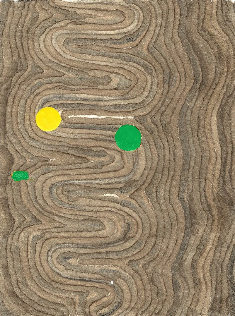 remembering accardo tackle #82, walnut ink and acrylic on paper, 6 x 4.5 inches, 2024