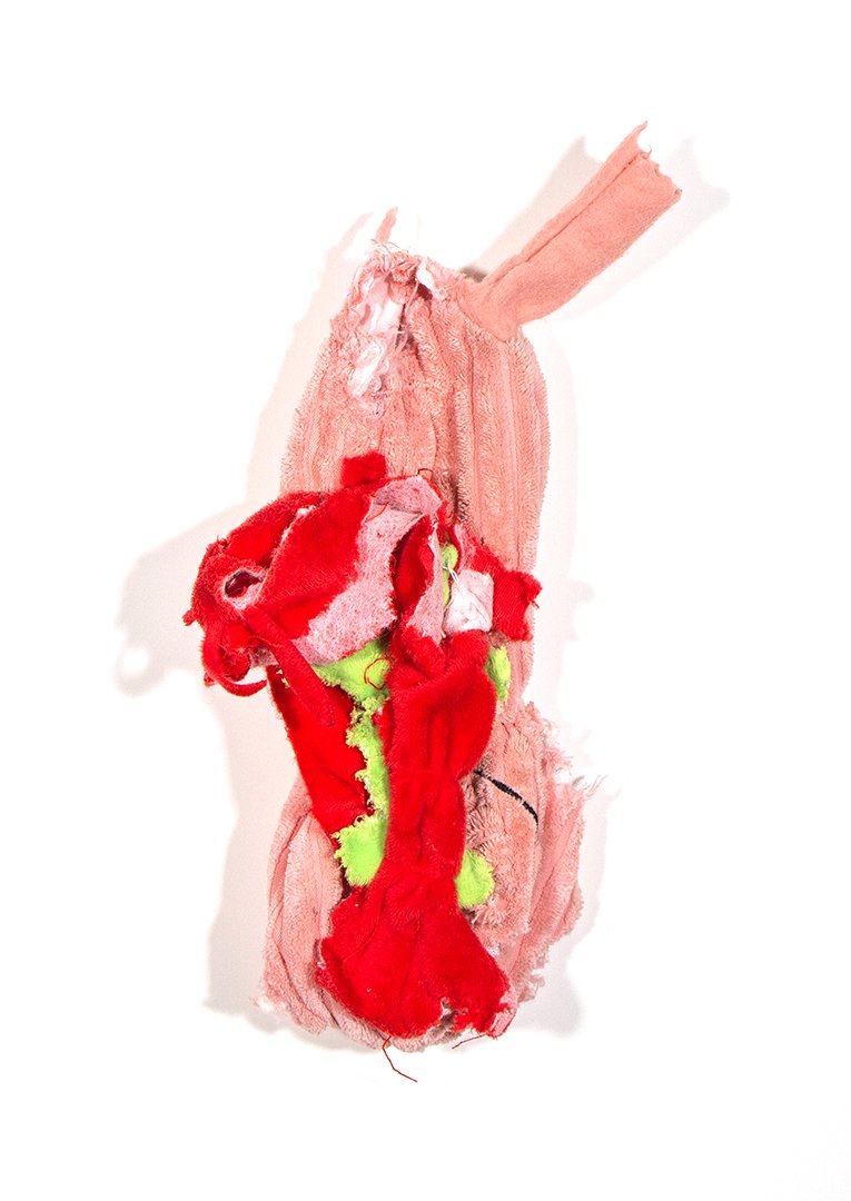 pink, red, and green, dog toys and epoxy, 11.5 x 4.5 x 1.75 inches, 2024