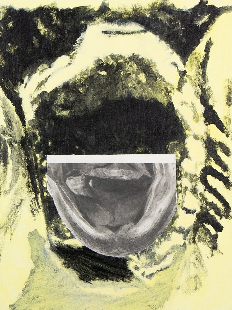 heck not hell, graphite and acrylic on canvas on panel, 24 x 18 inches, 2023