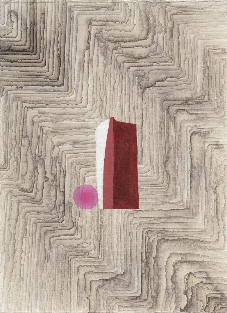 remembering accardo tackle #12, walnut ink and acrylic on paper, 7.5 x 5.5 inches, 2018