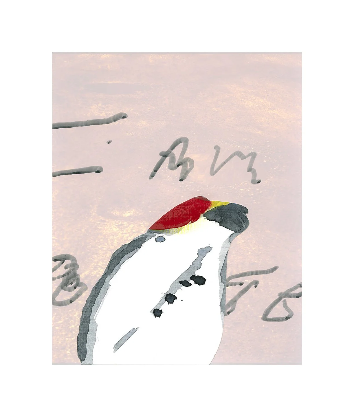 I am sorry this card is so late, acrylic and collage on silver gelatin print, 10 x 8 inches, 2018