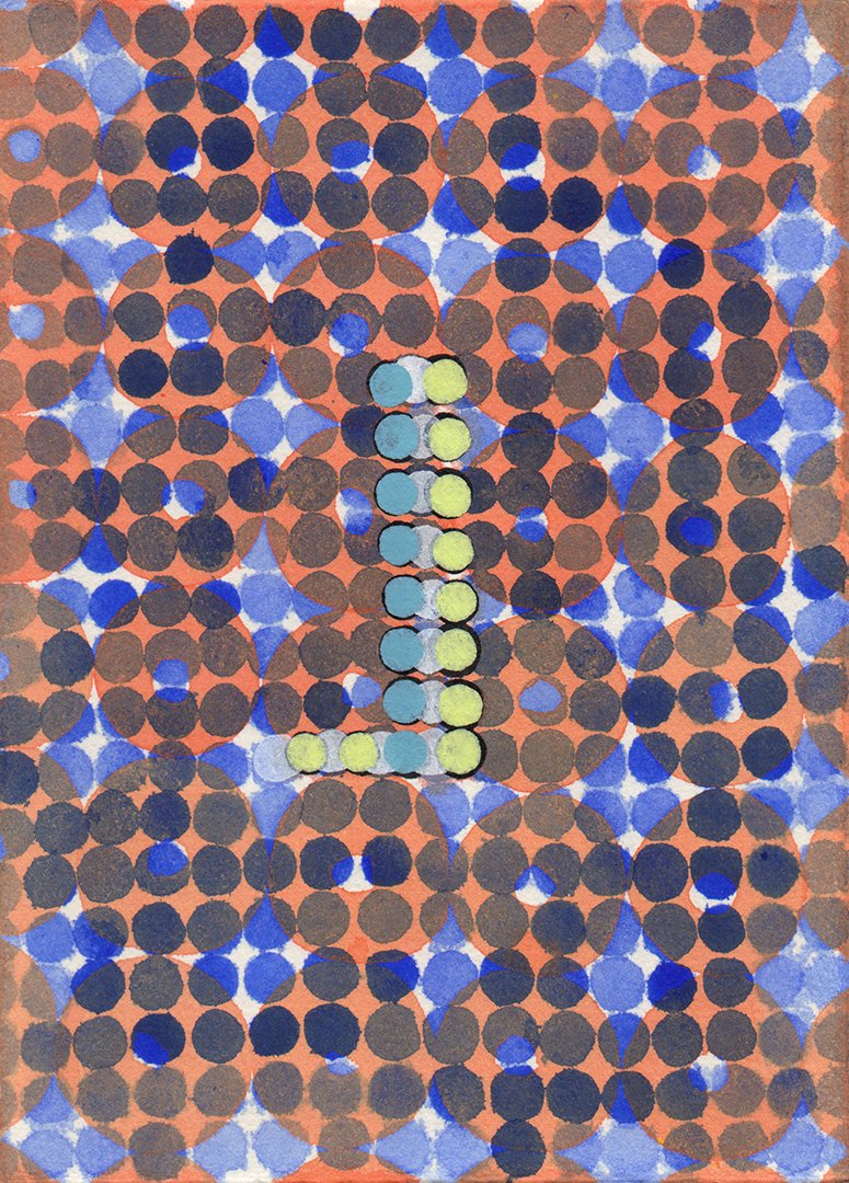 remembering accardo tackle #11, acrylic and ink paper, 7.5 x 5.5 inches, 2018