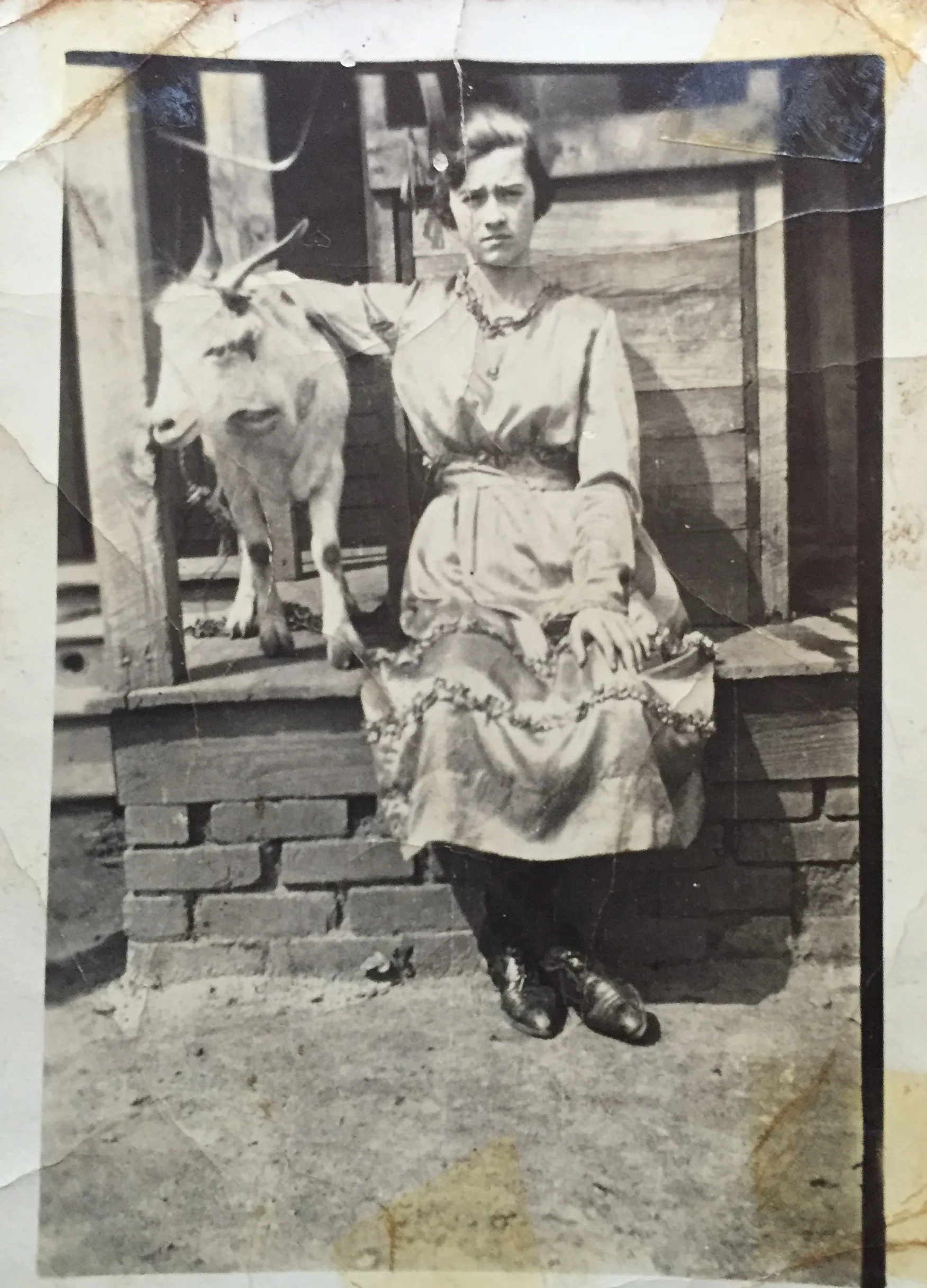 Proud of her goat, obviously.