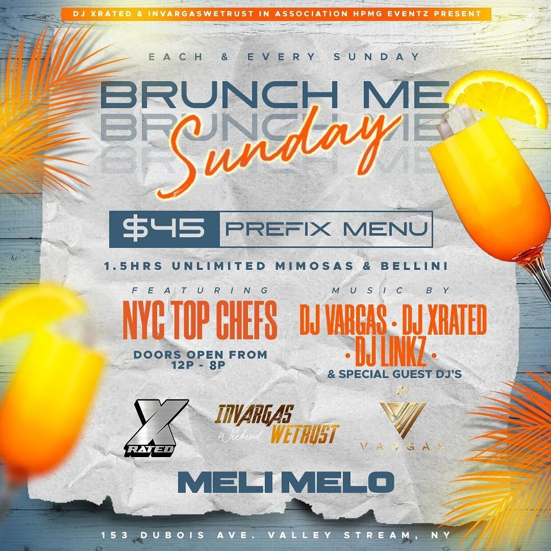 This Sunday!! 
&ldquo;BRUNCH ME SUNDAY&rsquo;S&rdquo;

Each &amp; Every Sunday 12pm-8pm

Reservations are highly recommended!!

Music by: @iamdjvargas @djxratednyc @djlinkznyc &amp; Special Guest 

$45 All in Prefix Menu &amp; 90mins Mimosa &amp; Bel
