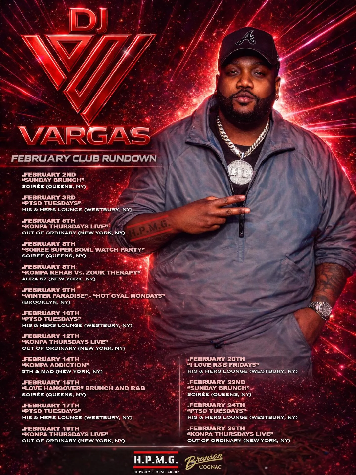 DJ VARGAS FEBRUARY 2026 CLUB RUNDOWN 🔥🎫
QUEENS| NEW YORK | LONG ISLAND

All Aquarius ♒️ &amp; Pisces ♓️ &mdash; This Month Is Yours 💫
The City On Lock All February 🏙️🎶 LADIES Send This To The Group Chat 📲 Pull Up &amp; Party With DJ Vargas | No