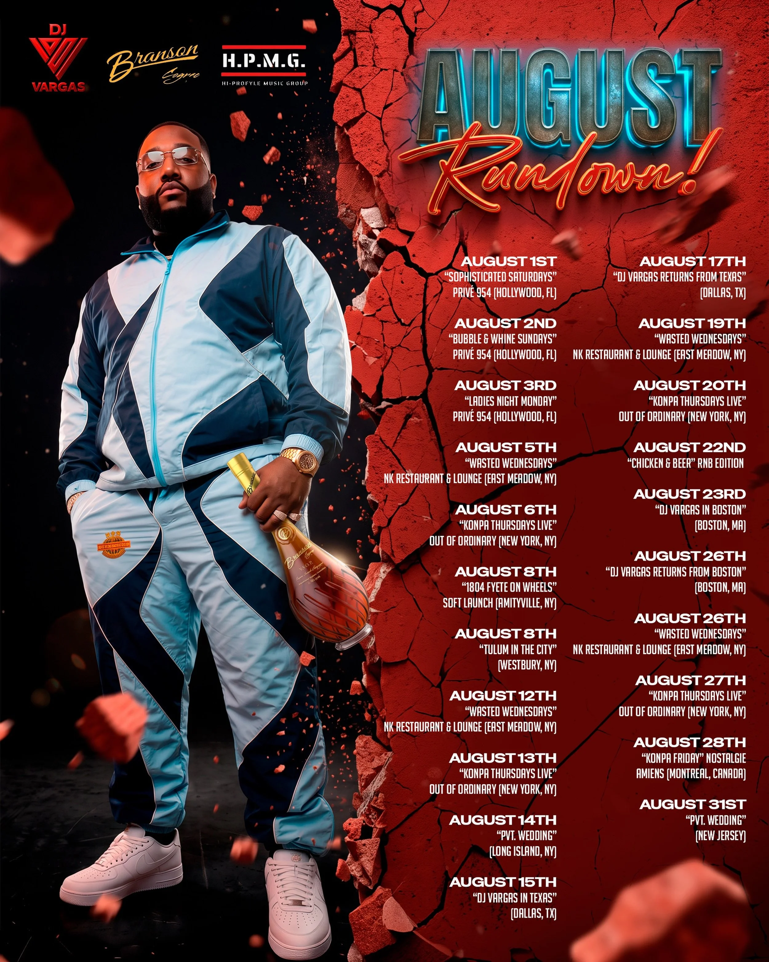 August 🔥🔥🔥Leo &amp; Virgo Season Is In Full Effect, And We&rsquo;re Outside All Month!🔥 Catch Me In The Mix, Making Memories Not Problems. 🎫🔥‼️📲 Send This To The Group Chat.🥃 Pull Up, Pour Up

#InVargasWeTrust #DJVargas #HPMG #BransonCognac #