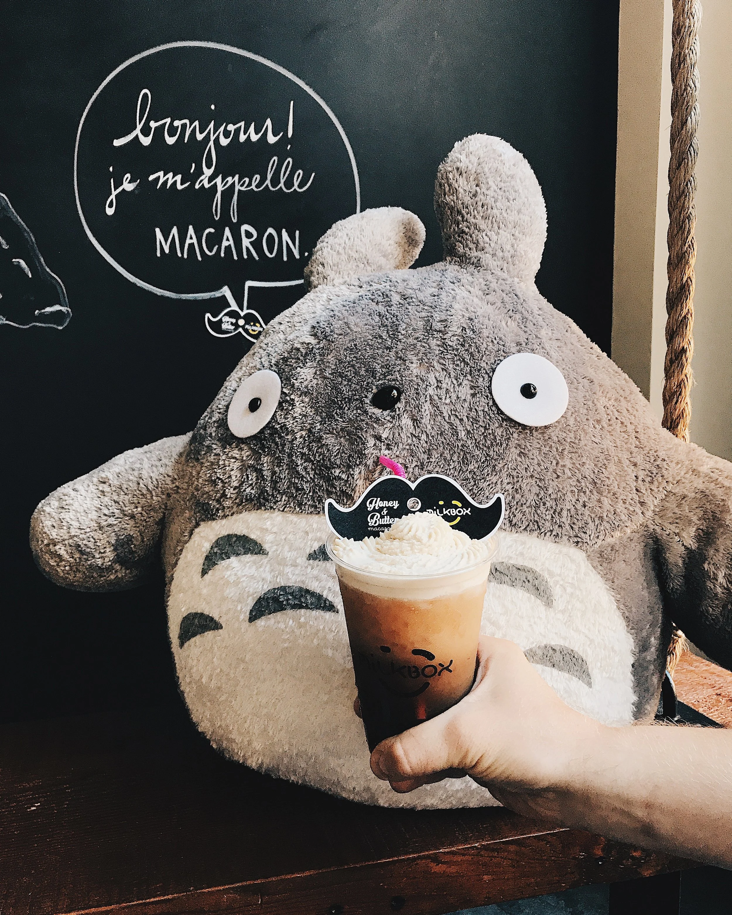 Totoro Sipping a Mustache Tea