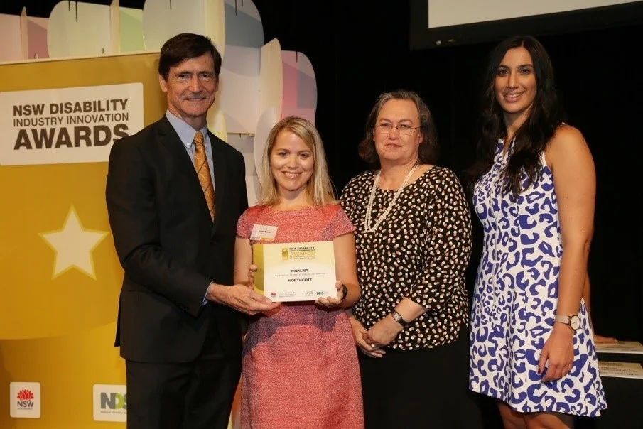 From left to right: Jim Longley, Deputy Secretary, Ageing, Disability and Home Care (ADHC); Deanna Mooney, Project Coordinator – Research & Evaluation, Northcott; Joanne Travaglia, Associate Professor, University of Technology Sydney; Sarah Migliorino, Account Director, Cultural Perspectives Group (on behalf of DiverseWerks)