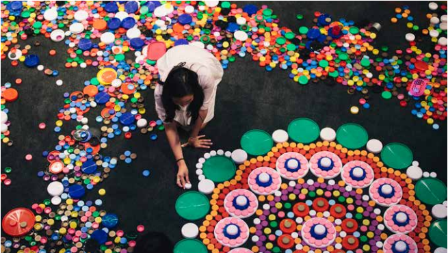 Installation view of Choi Jeong Hwa’s The Mandala Flowers, Queensland Arts Gallery, APT8, 2016. Credit: Brodie Standen