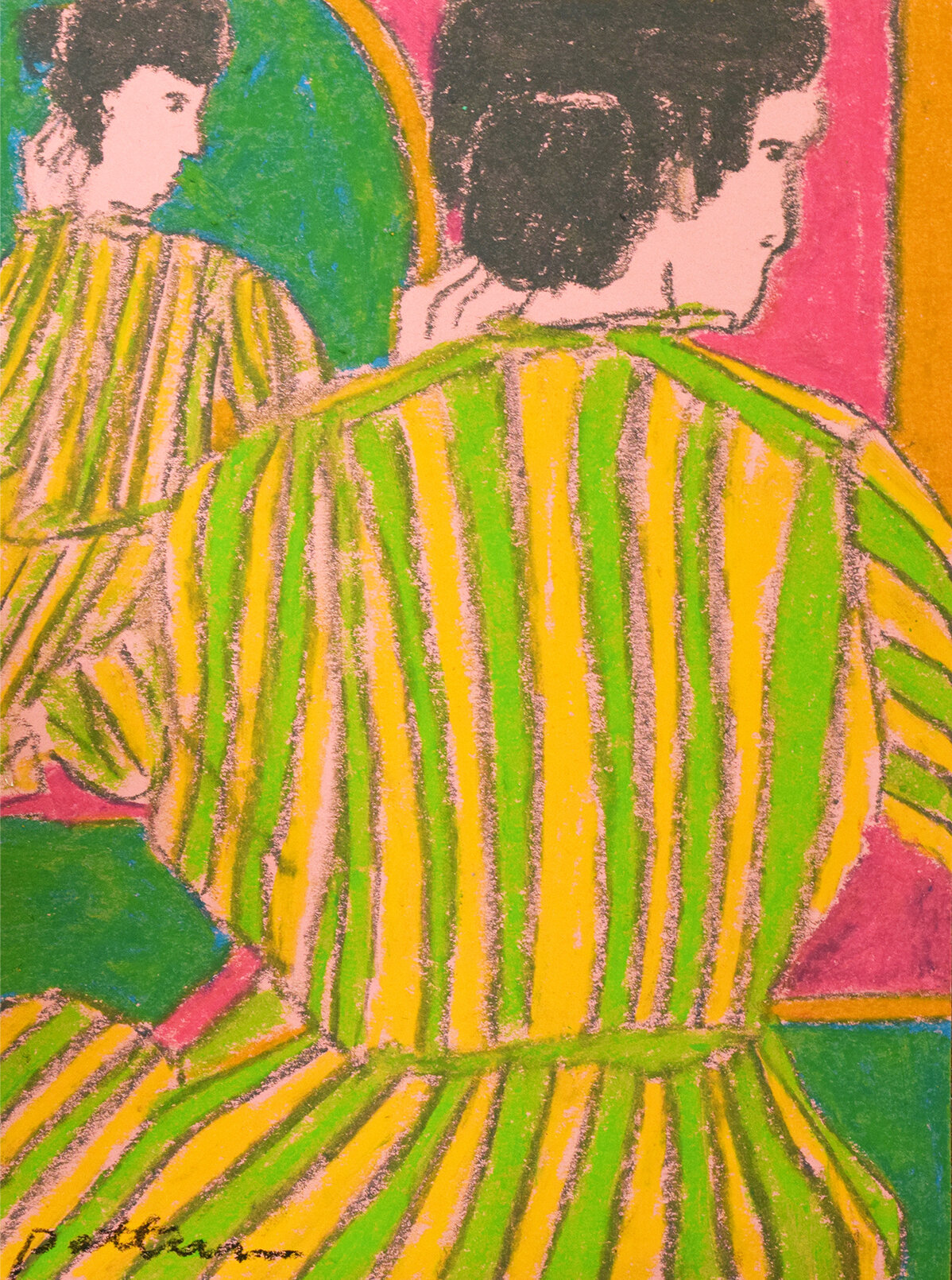 Lady in Striped Robe, 2019, pastel on paper, 8.5 x 11 in.