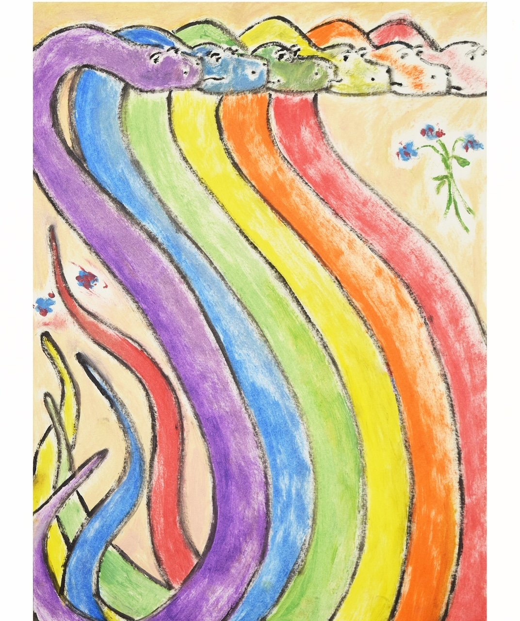 Rainbow Serpents, acrylic on cardstock, 11x14 in.