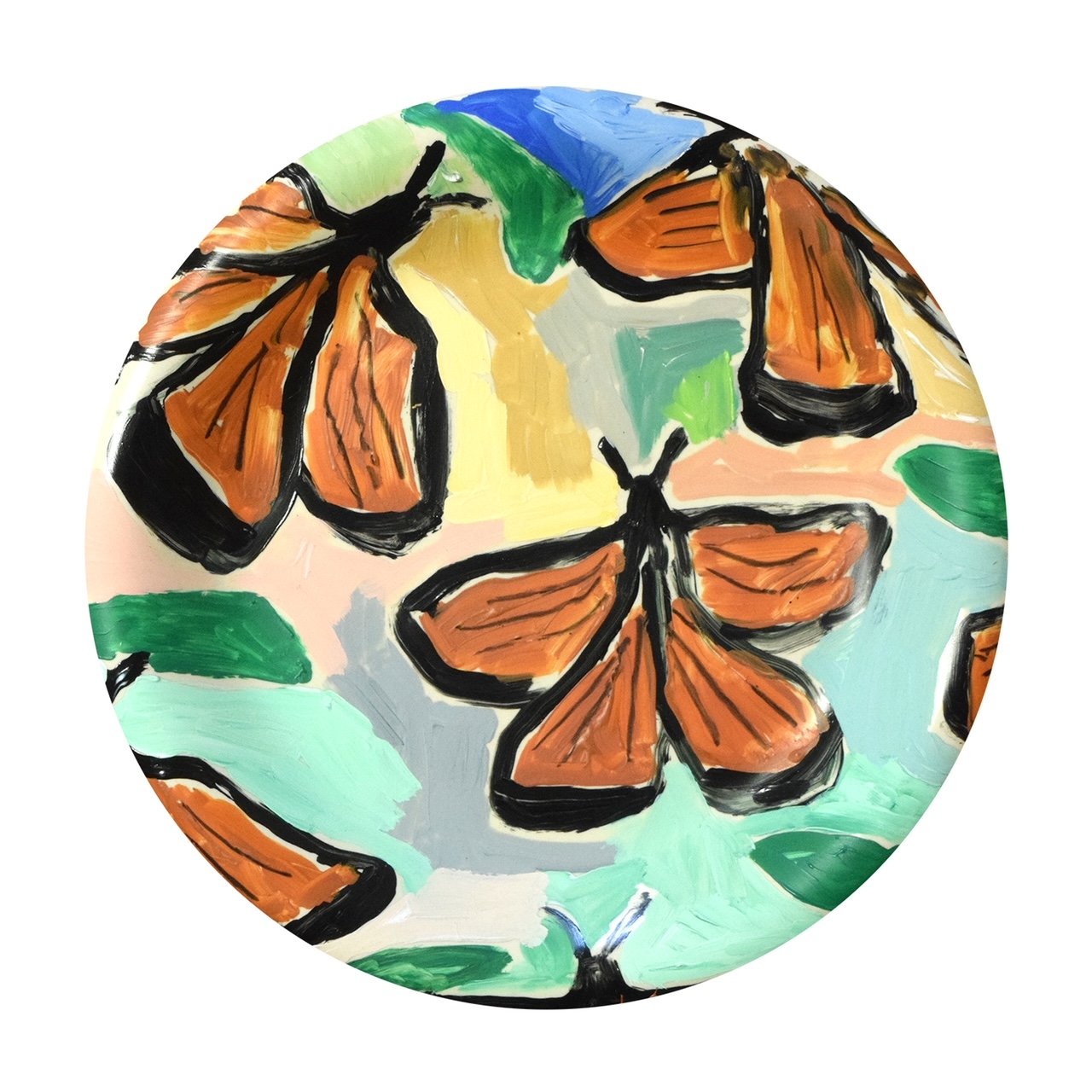 Butterfly Plate II, acrylic on ceramic plate, 2020