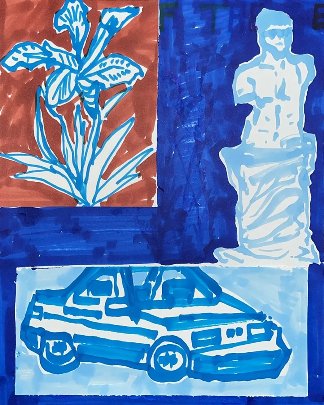 Chains of the Sea book cover series ⛓️🌊
Marker and paper collage, 2025
The sea of consciousness that is 🕶️