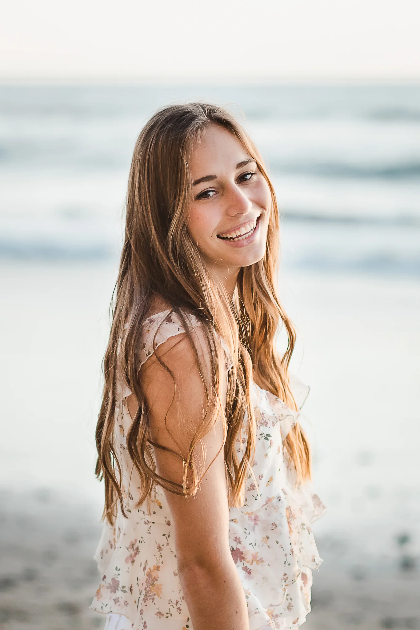 High school senior girl on the beach in Encinitas