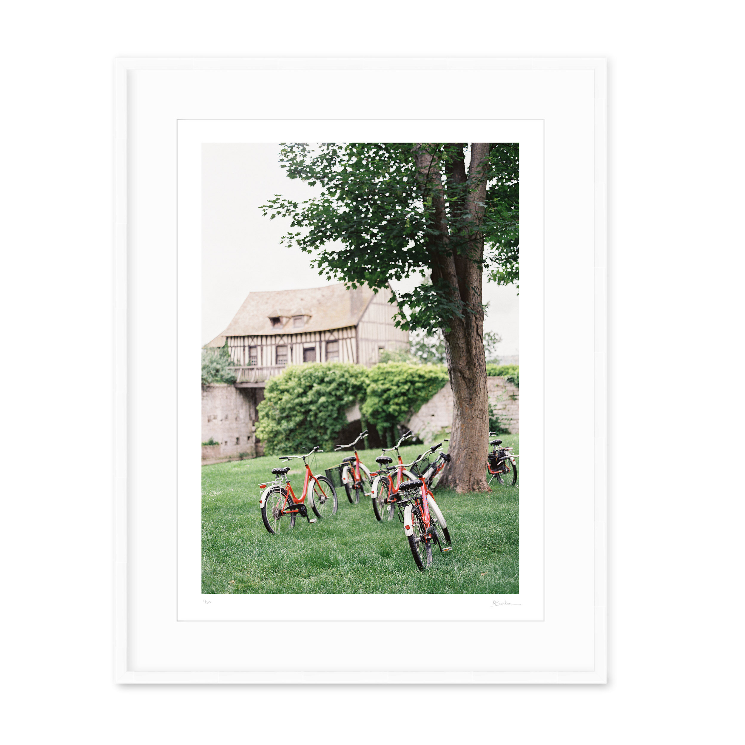 Kayla Barker Fine Art Photograph Monet's Garden French Bikes White Frame.jpg