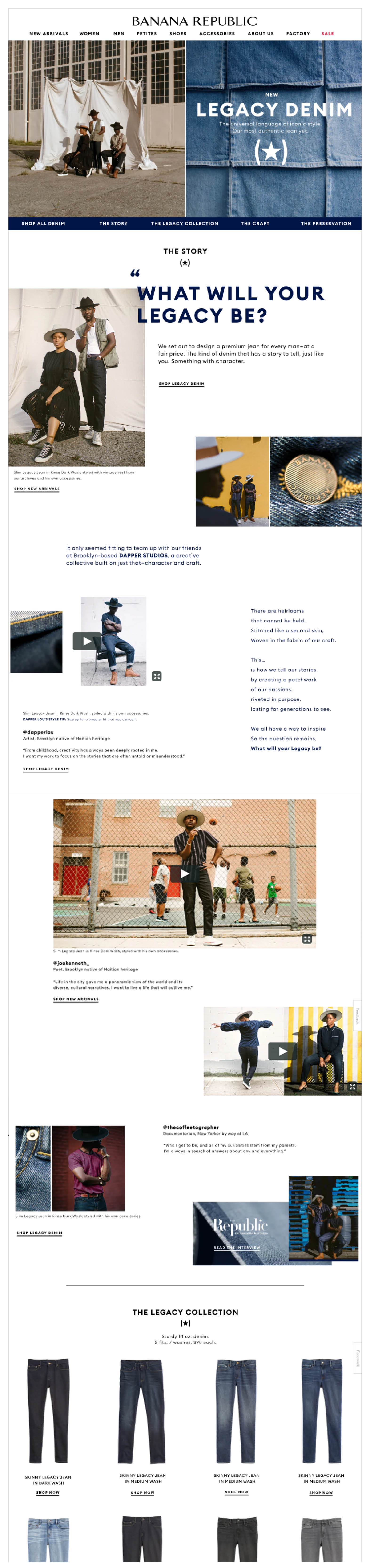 Legacy Denim Banana Republic Landing Page
