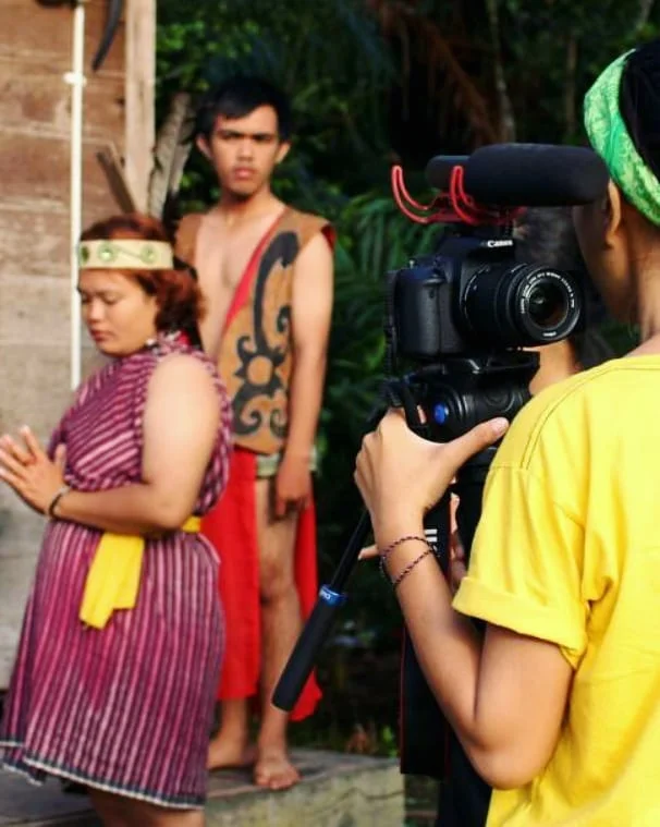 Filming a drama based on Dayak stories