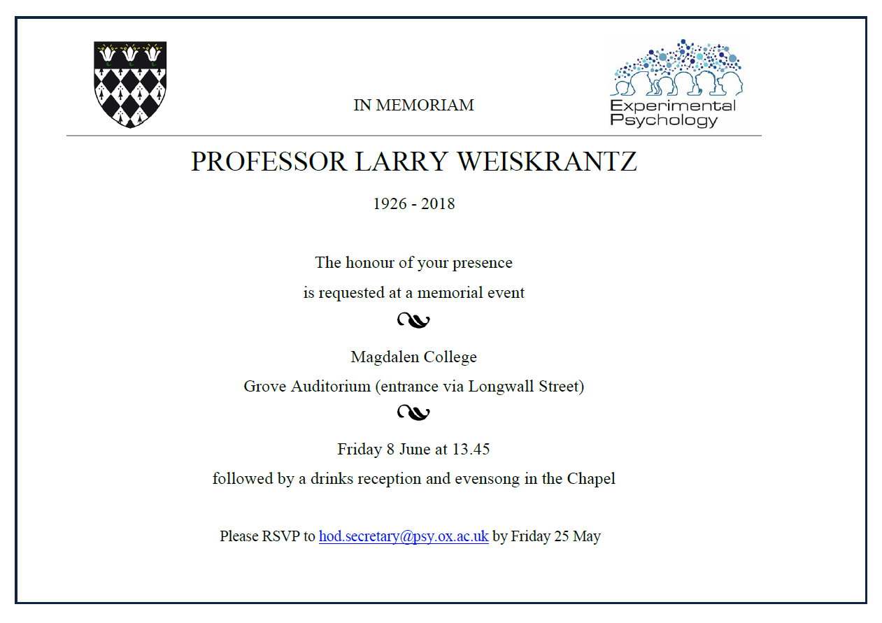 Larry Weiskrantz Memorial Event