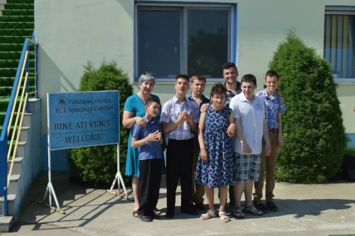 Claudiu (back center) and his class at the Sunshine School.