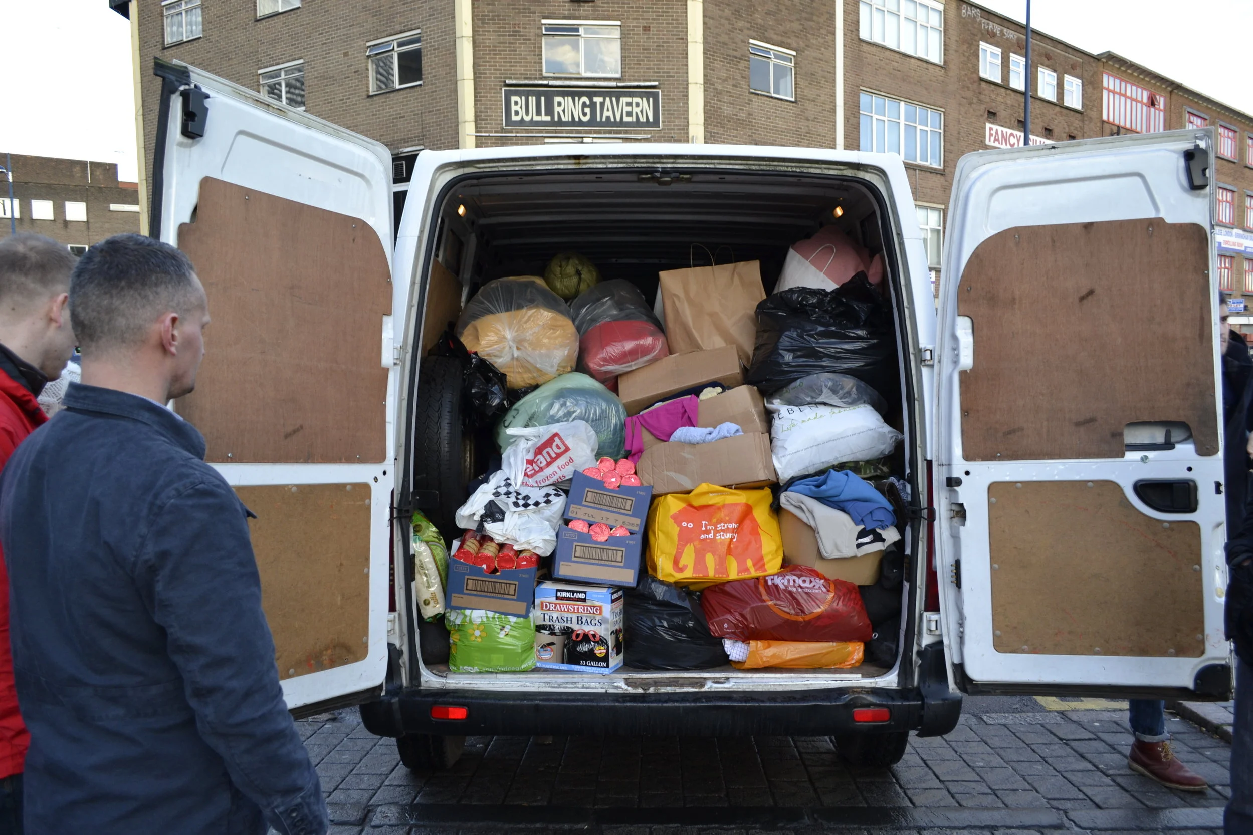 a fully laden van filled to the brim with items donated to the homeless from across the warwickshire province