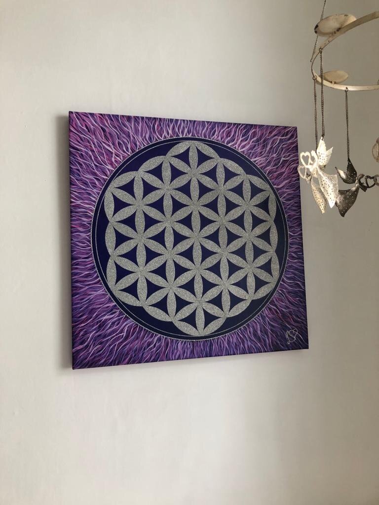 Purple Flower of life by Louise Bellairs