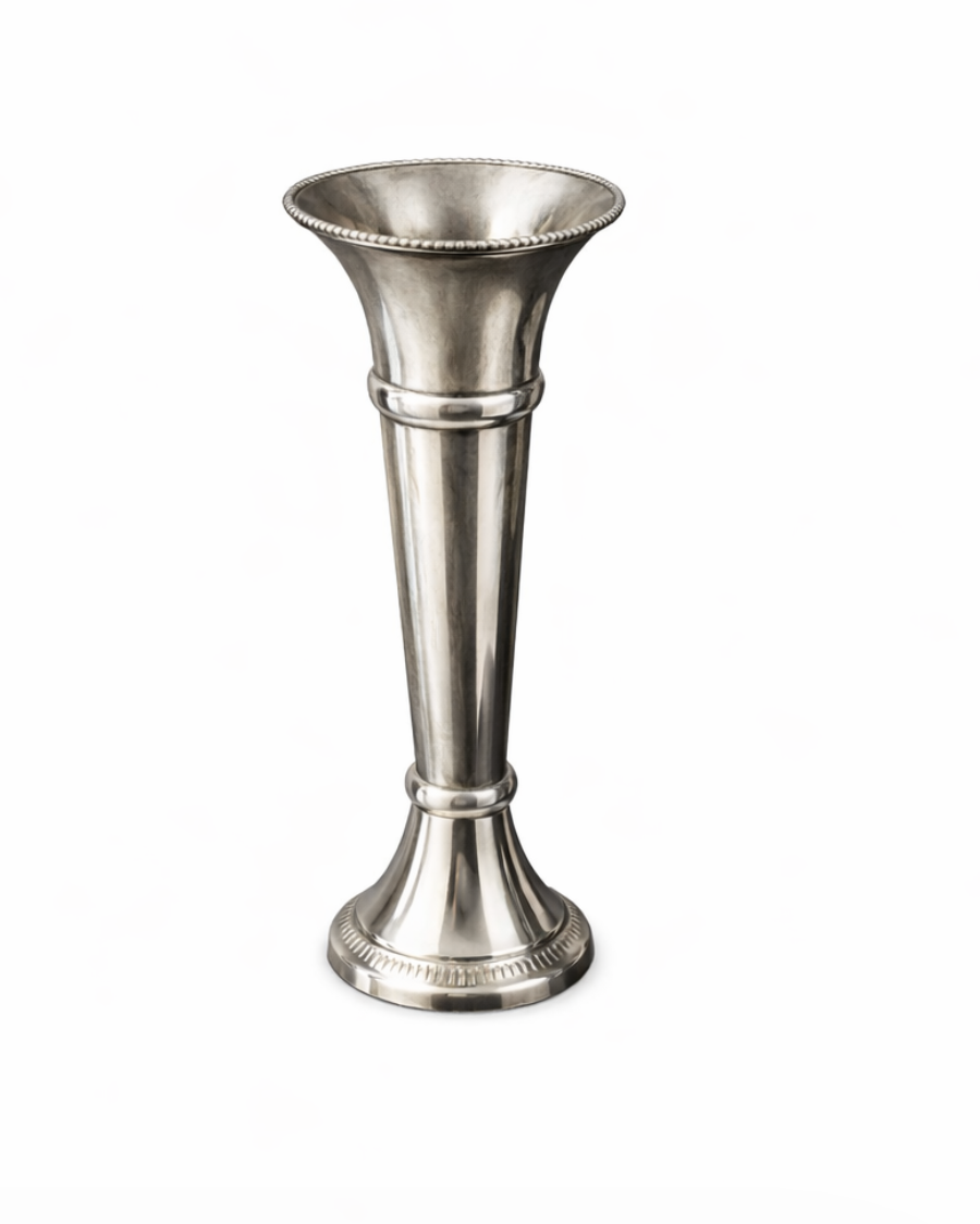 Beaded Rim Silver Bud Vase