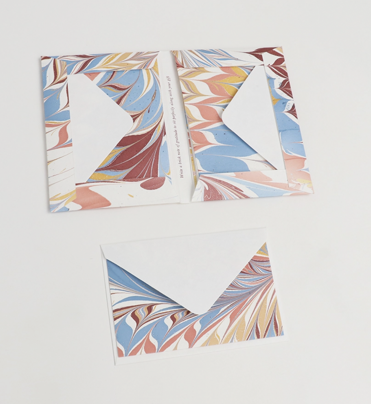 Hand Marbled Greeting Card Set - Desert Feather