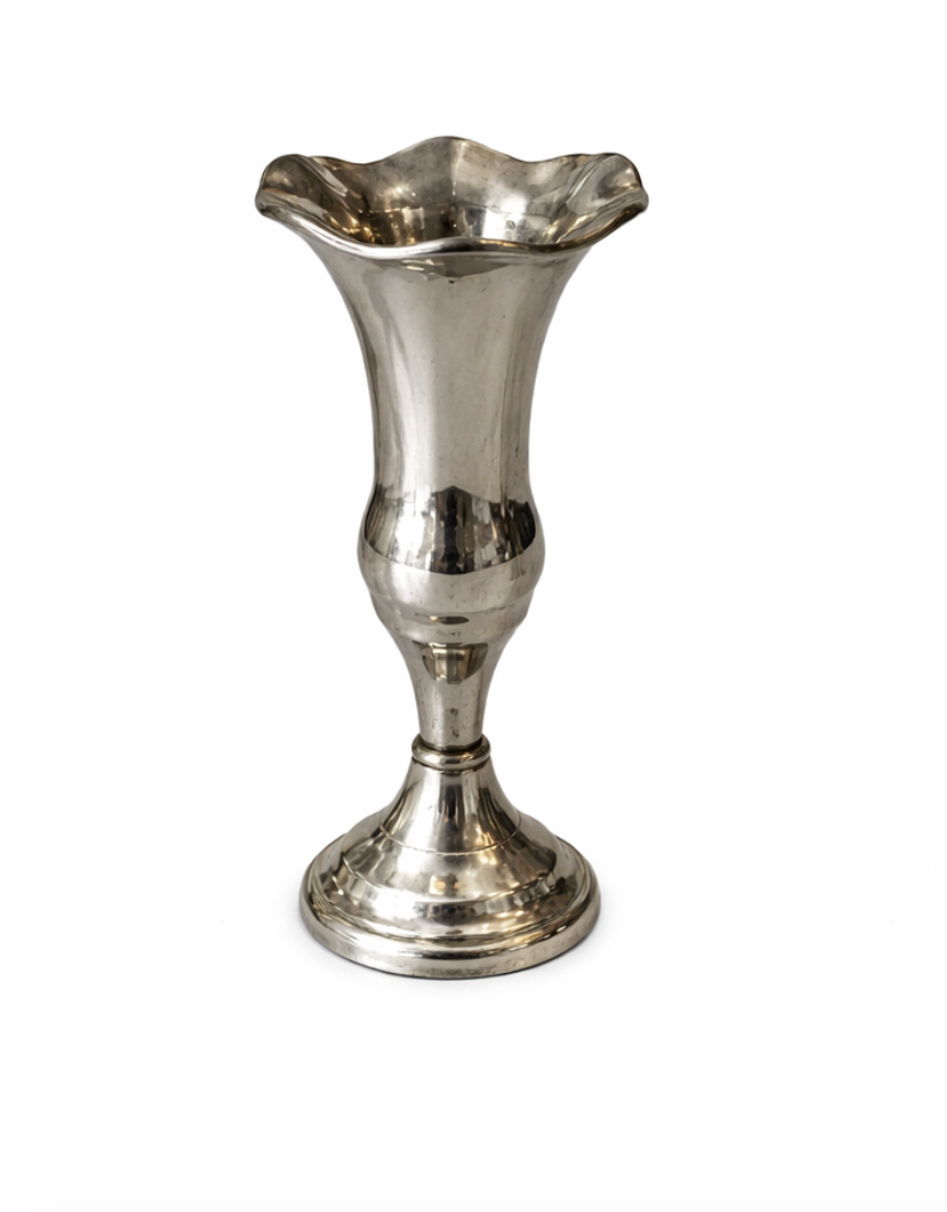 Petal Rim Silver Bud Vase