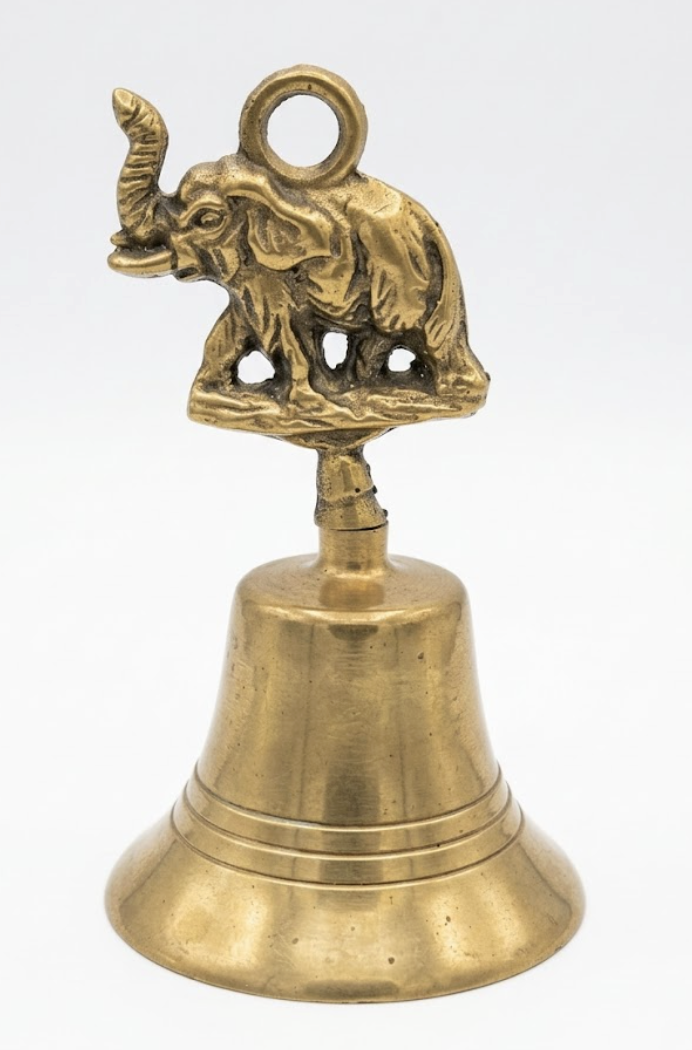 Vintage Brass Bell with Elephant Handle