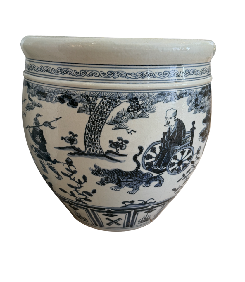 Vintage Large Blue and White Planter