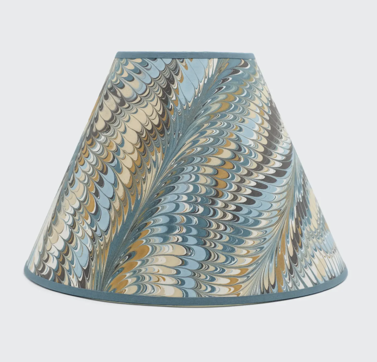 Hand Marbled Large Lampshade- Nila Feathers