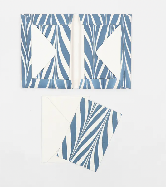 Hand Marbled Greeting Card Set - Blue Banyan