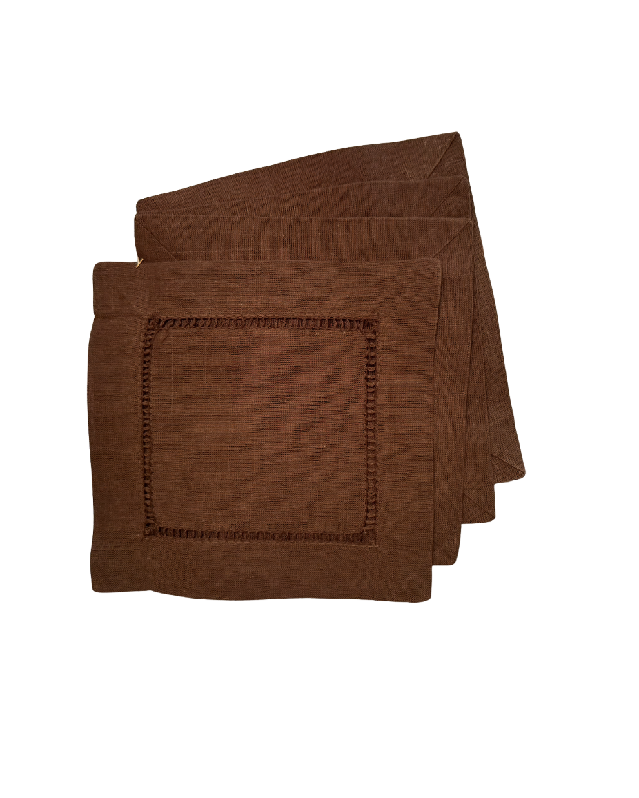 Rich Brown Cocktail Napkins Set