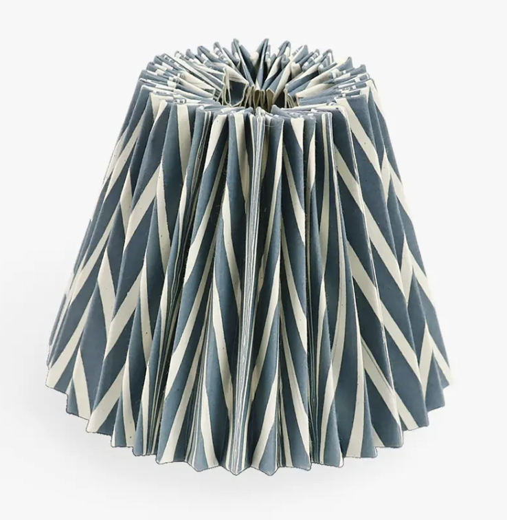 Hand Marbled Small Pleated Lampshade - Blue Banyan