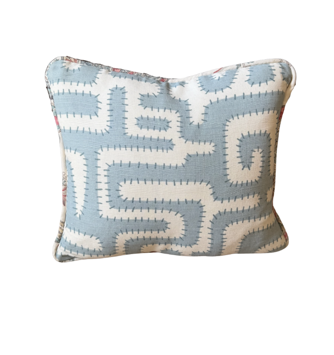 Small Blue and White Geometric Pillow