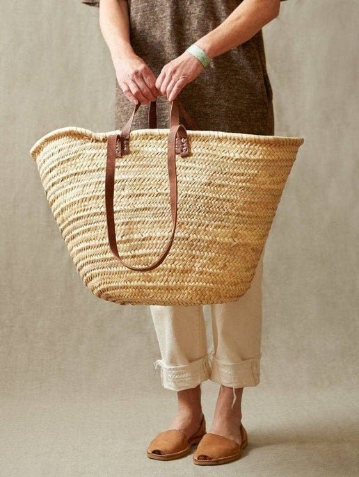 Handmade Straw Bag with Leather Handles, French Market Bag  display picture 1